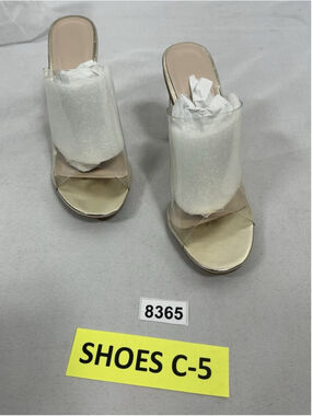 Womans New X2B Slipon High Heel Slide Sandals Size 8.5 Clear/gold